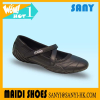 Hottest Ladies Cool Buckle Strap Black PU Dance Shoes with Soft Sole with OEM&amp;ODM Available