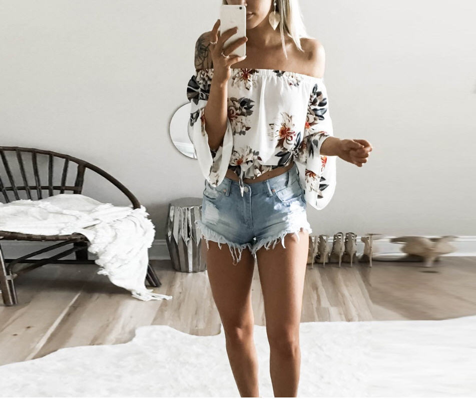 Women's Off Shoulder Short Jumpsuit Romper Casual Beach Strapless Women's Sexy Strapless Floral Print Clothes