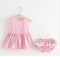 Solid Color Bow Behind Stripe Dresses with Pants 2018 new summer 2 Piece Sets O-Neck Sleeveless Children Clothing Girls Set 