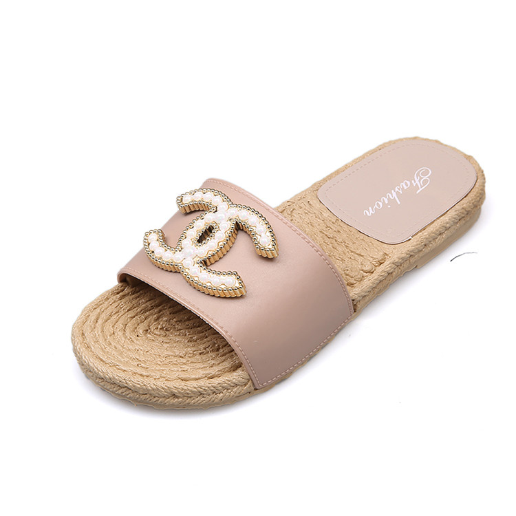 New Flat Beach Shoes Seaside Vacation Slippers Women's Summer Linen Slippers Open Toe Absorb Non-Slip indoor Flat slippers