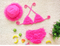 Summer Kids Girls Child Solid Color Lace Bikini Set Swimsuit Beach Split Swimwear Cute Bow Mesh Cake Skirt Two-Piece Suits Striped Bathing Swimsuit