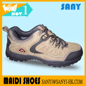 New Designed Men Sand Genuine Leather Hiking Shoe with Durable MD Outsole