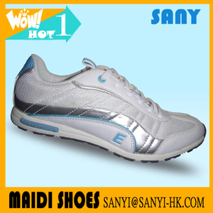 Newest Lady/Woman White Mesh&amp;PU good quality woman shoes with flat comfortable feature woman casual sport