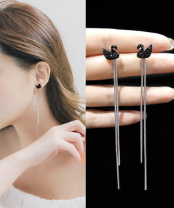 Black Swan fringe long earrings ear line ear studs needle new korea hypoallergenic earrings wholesalers