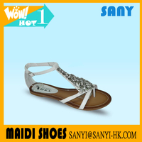 Latest Ladies Fashion Sexy White Jeweled Flat Sandals Women 2017