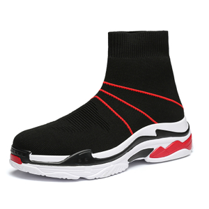 brand men Sneaker Fly Weaving Men Casual Shoes Colorful Slip On High Top Sock Shoes Lightweight Men Sneakers High Top New Breathable Flying Socks Shoes Thick Bottom Elastic Fabric Couples 