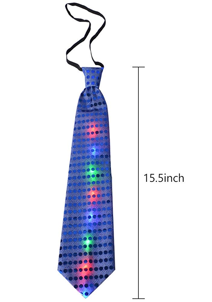Light Up Neckties LED Funny Sequin Neck Ties Novelty Blinking Party Toy