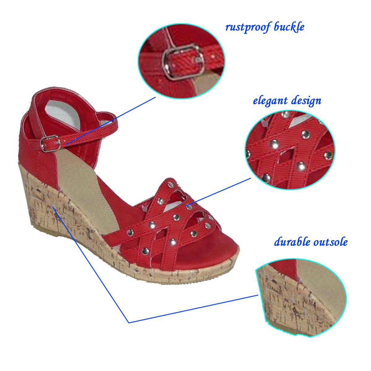 New Product--Red High Heel Ladies' Sandals with Durable Outsole