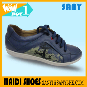 Men's sneaker shoes stocklot leather skate shoes blue genuine leather skate shoes