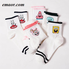 Women Short Socks Fashion Cartoon Character Cute Harajuku Patterend Hipster Skatebord Funny Female Ankle Socks