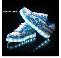 Betsy Ross Flag Tfsland LED Light Up Shoes Glowing USB Charger LED Shoes American Flag Print Walking Shoes Soft Lumineuse Sneakers Flag Flyer Shoes