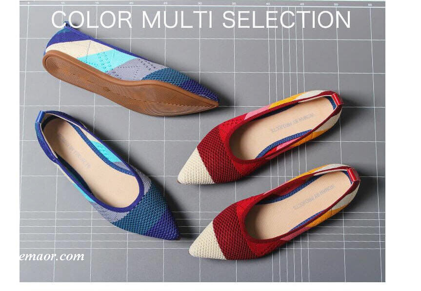  Macys Flat Shoes Flats Pointed Toe Roman Hot Design Mixed Colors Pointed Toe Slip on Mules Women's Single Shoes Microfiber Knitted Flats Femme Macys Flat Shoes
