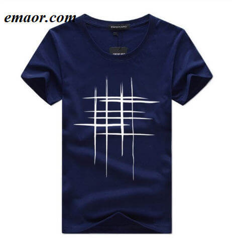 Men's T-Shirts Summer Short Sleeve Simple Creative Design Line Cross Print Breathable Mens Cotton T-shirts