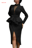 Wholesale Affordable Midi Dresses Long Sleeve Mid-Calf Falbala Asymmetrical Pullover Dress on Sale