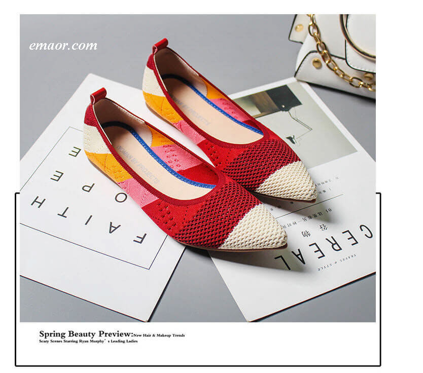  Macys Flat Shoes Flats Pointed Toe Roman Hot Design Mixed Colors Pointed Toe Slip on Mules Women's Single Shoes Microfiber Knitted Flats Femme Macys Flat Shoes