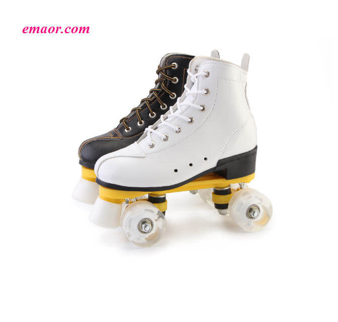 Cheap Skate Shoes White Black Double Row Skates Adult Four-wheeled Roller Skates Shoes