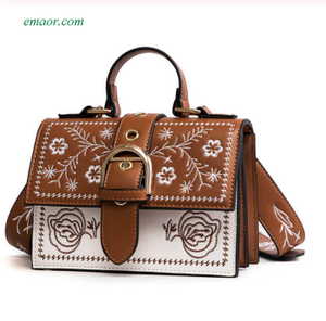 Bag Sale Fashion Women's Bags Panelled Vintage Flower Girls Bags for Girls Black PU Leather Women's Messenger Bags Shoulder Bags