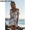 Dresses Sleeveless V-Neck White Beach Tank Mini Casual Women Party Sundress Floral Ruffle Chiffon Dresses