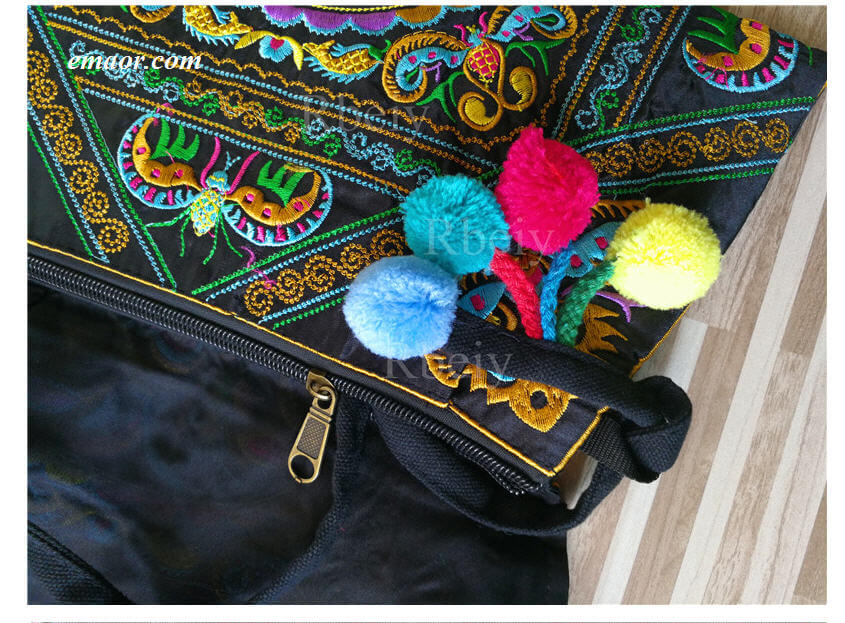 Ethnic Embroidery Women's Handbag Cheap Canvas Shoulder Messenger Bags 