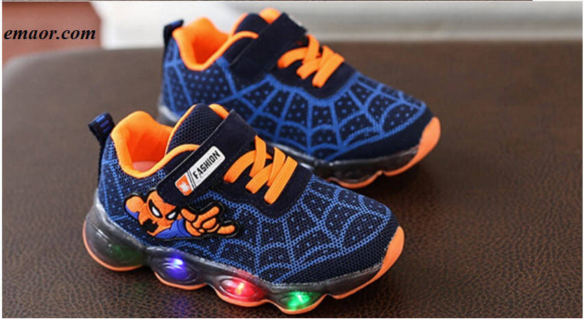 Spideman LED Season Boots Children Shoes Baby Kids Sandals Luminous Childr Sneaker Cartoon with Light Up Footwear LED Shoes