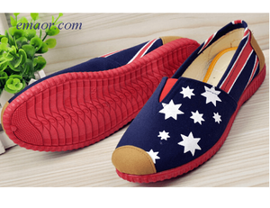  Flag Shoes for Sale Pop Sale Beijing Printed Cloth Lazy Spring Summer Shoes Red And Blue Flag Women‘s Canvas Flat Shoes Colin Kaepernick 