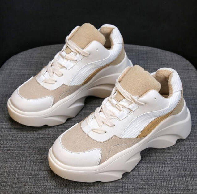 Women Sneakers New 2019 Cool Casual Mixed Color Lace Up Wedges Platform Vulcanized Shoes Size 35-40 Women Vacation Hiking Shoes 