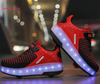 Charging Spring Winter New Fly Led Children's Light-emitting Wheel Shoes Heelys Skating Pulley Shoes Two Wheels