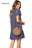 Maxi Dresses Blue Polka Dot V Neck Button Down Ruffles Short T-Shirt Dress Dress Barn Summer Party Dresses 
