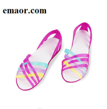 Women Jelly Shoes Rianbow Summer Sandals Female Flat Garden Shoes Casual Ladies Slip On Woman Candy Color Peep Toe Beach Shoes