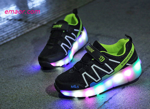 USB Charging Spring Winter Led Children's Light-emitting Wheel Shoes Cheap Heelies Skating Pulley Shoes 