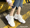 Women's Flyknit Shoes Luxury Casual Fashion Sneakers Flat Platform Flyknit Stretch Fabric Ladies Shoes New Mesh Lace-up High Quality Sneakers