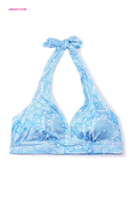 Hot Yoga Halter Neck Blue Printed Yoga Bralette on Sale