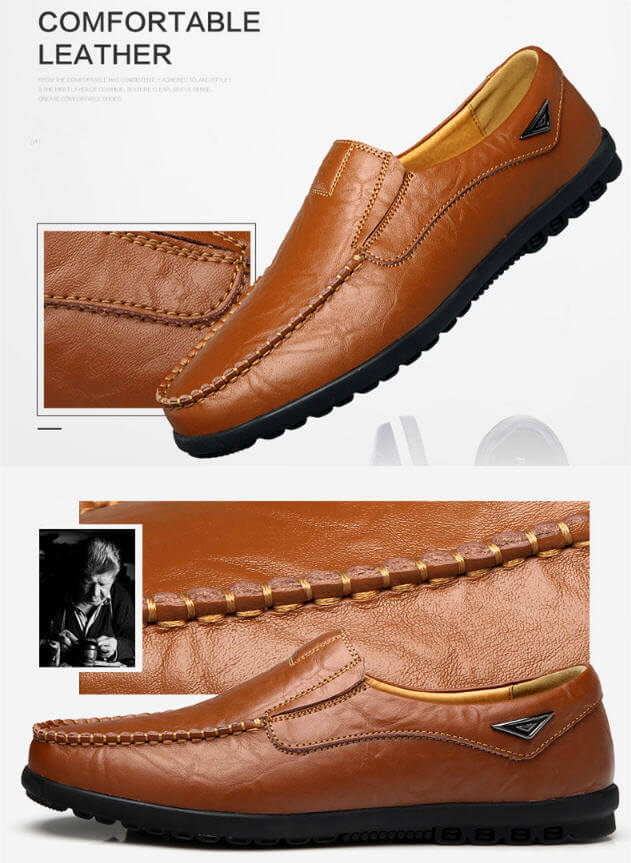 mens leather slip on shoes casual