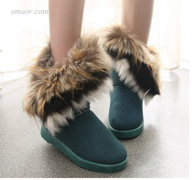 Women's Fashion Fur Boots Ladies Winter Warm Ankle Boots Sperry Duck Boots Womens Short Hunter Boots