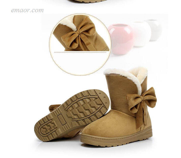 Women's Cold Weather Boots Short Winter Boots Women Snow Boots Cute Bowtie Warm Fashion Snow Boots Snow Boots Sale