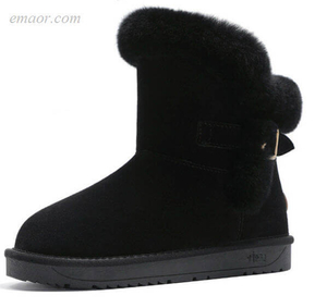 Best Stylish Winter Boots Women Shoes Cowhide Rabbit Hair Winter Snow Boots Winter Snow Boots Women Furry Winter Boots