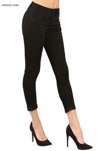 Best Medium Denim Cuffed Butt Lifting Skinny Jeans on Sale