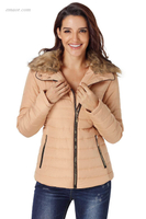 Best Women's Collar Trim Black Quilted Jacket Coats for Ladies on Sale