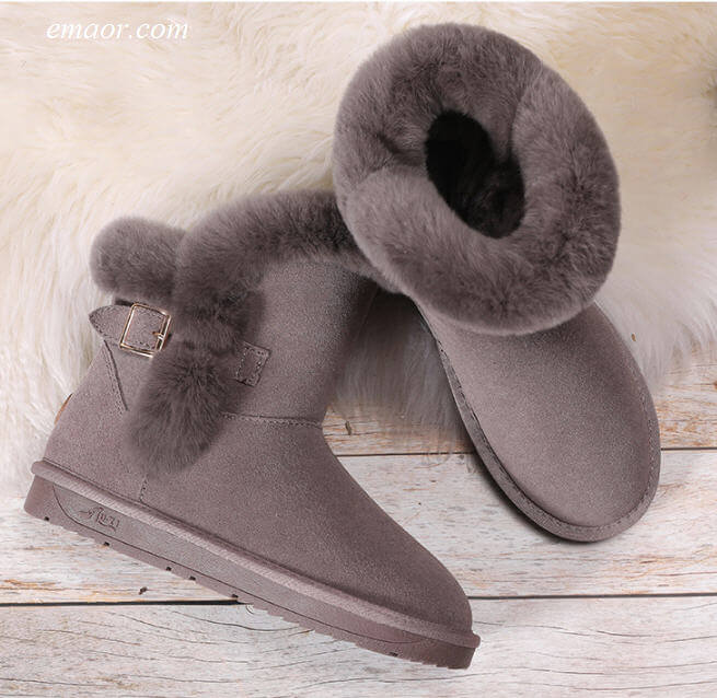 Best Stylish Winter Boots Women Shoes Cowhide Rabbit Hair Winter Snow Boots Winter Snow Boots Women Furry Winter Boots