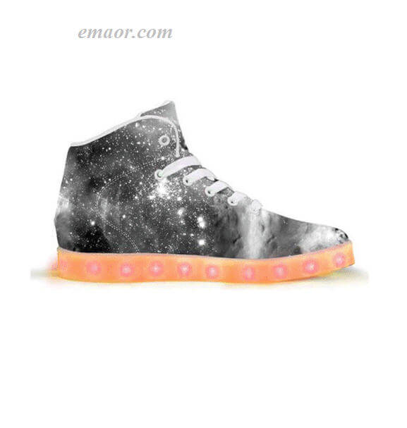 Light Up Running Shoes Black & White Cosmos-App Controlled High Top LED Shoes Led Light Up Sneakers