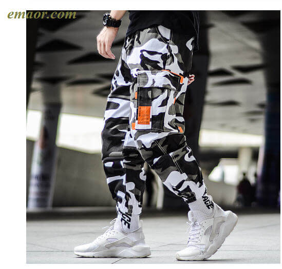 Cargo Camouflage Pants Hip Hop Black Pants Mens Cargo Harem Pant on Sale