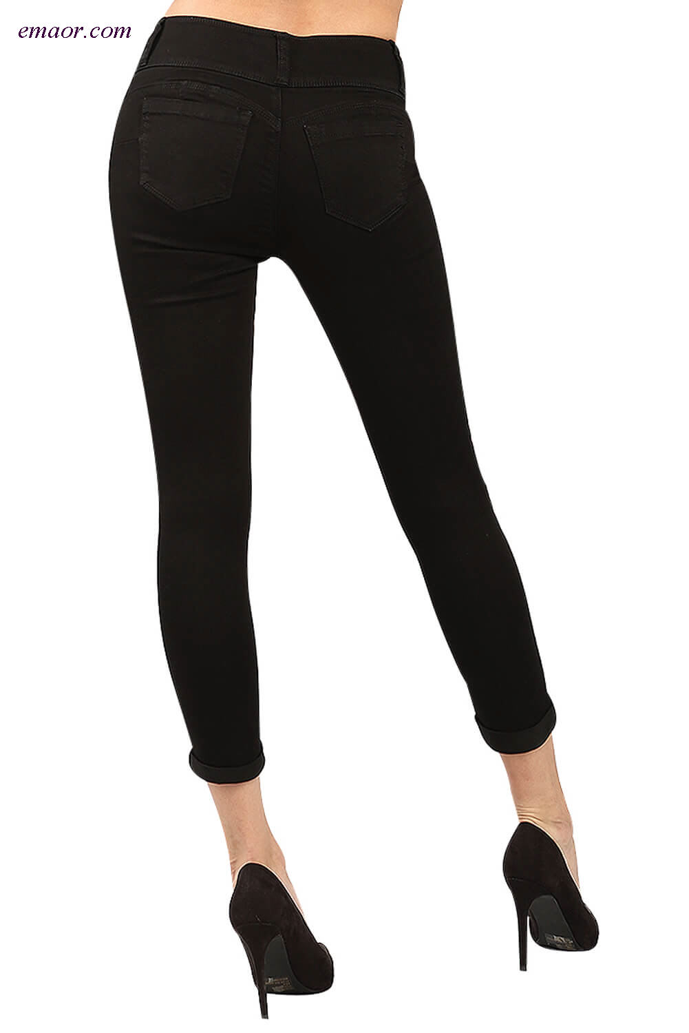 Best Medium Denim Cuffed Butt Lifting Skinny Jeans on Sale