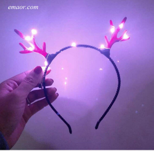Glow in The Dark Headband Flashing Antler Hairband Light LED Deer Horn Headband Party