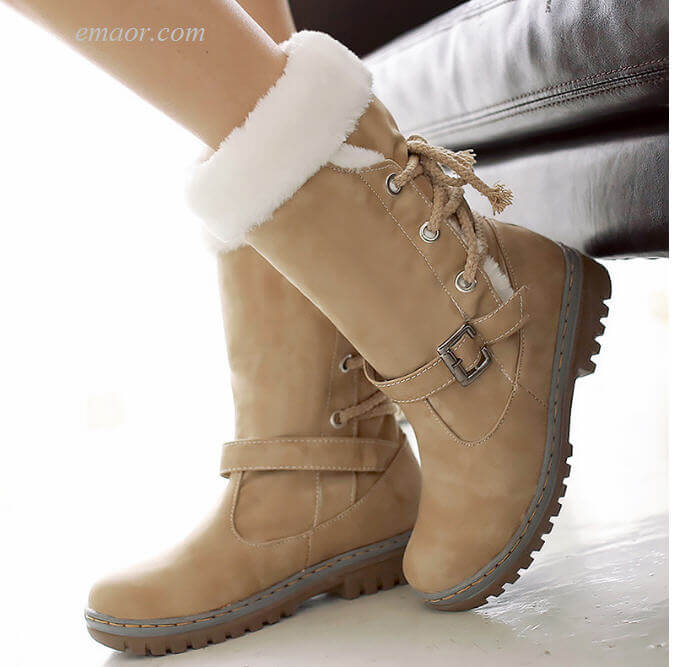 Waterproof Women's Snow Boots Winter Woman Boots Rubber Mid Calf PU Leather Boots Ladies Winter Boots Women's Winter Boots