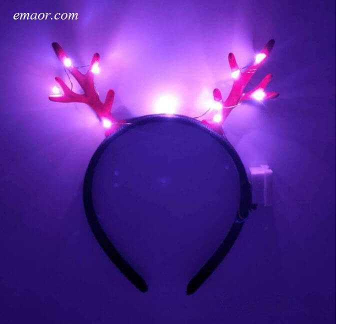 Glow in The Dark Headband Flashing Antler Hairband Light LED Deer Horn Headband Party
