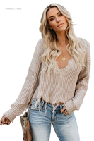Hot Wholesale Tainted Love Cotton Distressed Sweater on Sale