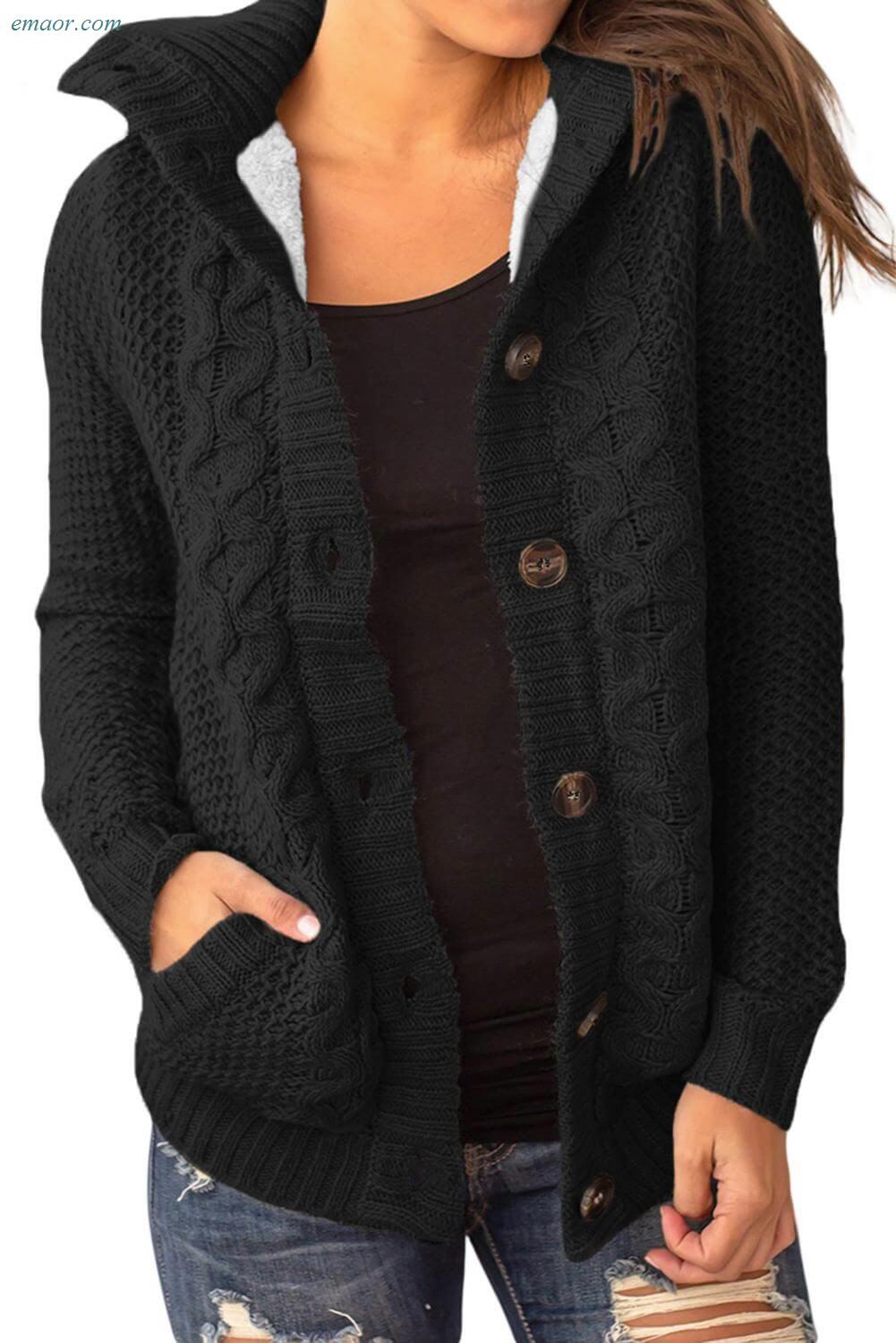 Women's Winter Vests Outerwear Fur Hood Knit Sweater Ellen Tracy ...