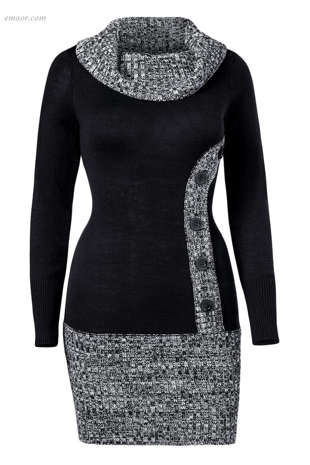 Wholesale Fashion Dresses Button Front Sweater Dress Knit Dress on Sale
