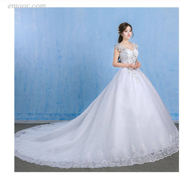 Formal Dresses for Weddings Elegant Ball Gown V Neck Appliques Beaded Plus Size Bridal Dress Best Wedding Dresses