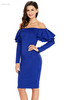 Wholesale Ruffle Off The Shoulder Long Sleeve Bodycon Dress on Sale